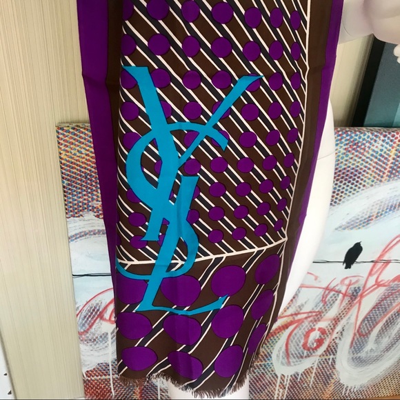 YSL Oversized Vintage Silk Oblong 66” x 18” - Picture 6 of 8